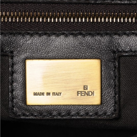 FENDI Bubble Calfskin Leather Large Chef Shopper Tote Brown Bag Authentic - Picture 9 of 11